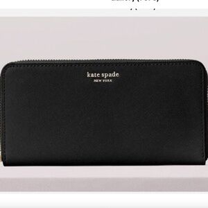 New Kate Spade Cameron Large Continental Zip Wallet Saffiano Leather Black